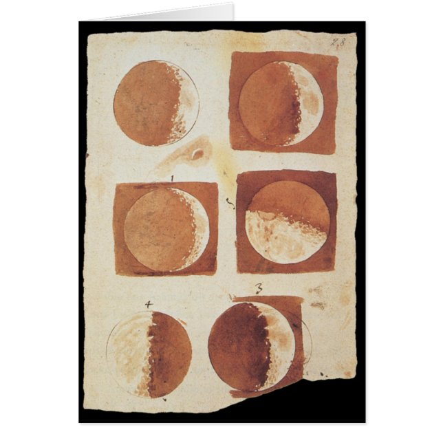 Galileo måne fas 1616 hälsningskort (Framsidan)