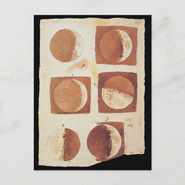 Galileo måne fas 1616 vykort (Framsida)