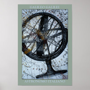Galileo Map & Compass Poster