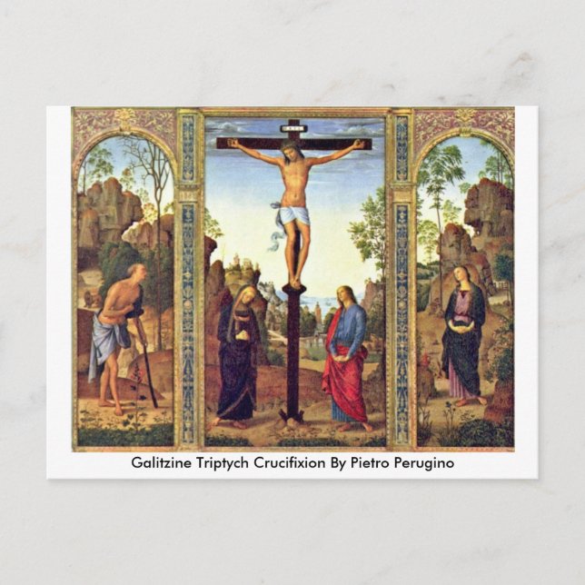 Galitzine Triptych Crucifixion av Pietro Perugino Vykort (Framsida)