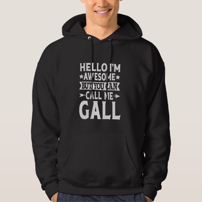 Gall-efternamn Ring mig Gall-familjens team Eftern Hoodie (Framsida)