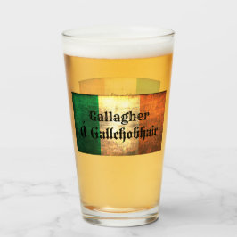 Gallagher Family Namn på Irish Flagga Glaskopp