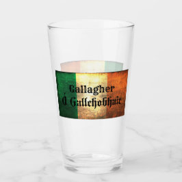 Gallagher Family Namn på Irish Flagga Glaskopp