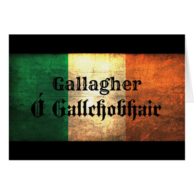 Gallagher Irish Flagga Hälsningskort (Framsidan Horizontal)