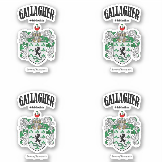 Gallagher Vapensköld Irish Translation & Meaning ( Klistermärken (Framsida)
