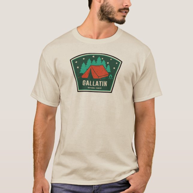 Gallatin National Forest Camping T Shirt (Framsida)