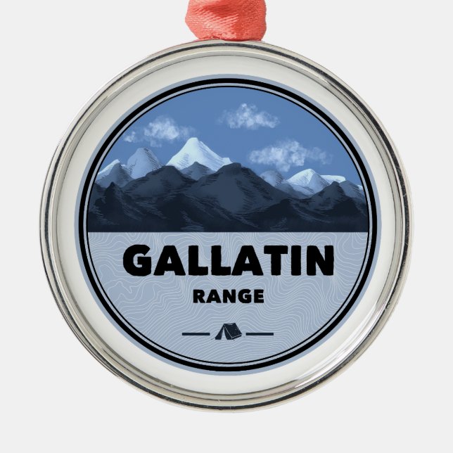 Gallatin Range Montana Wyoming Camping Julgransprydnad Metall (Framsidan)