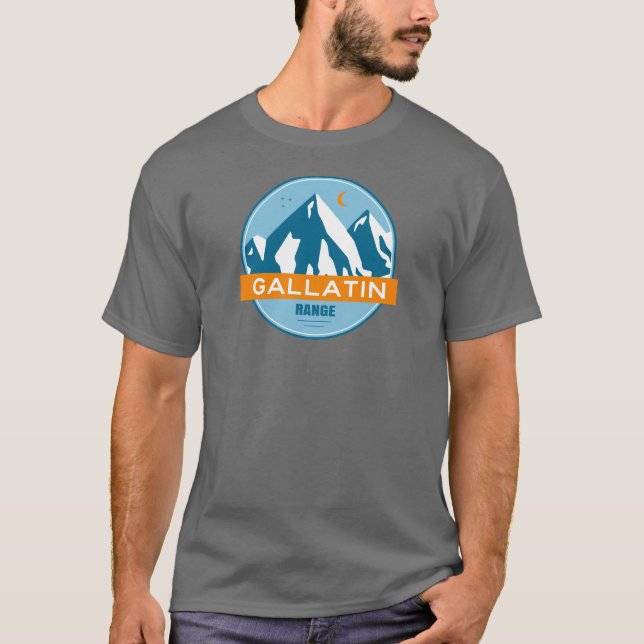 Gallatin Range Montana Wyoming T Shirt (Framsida)