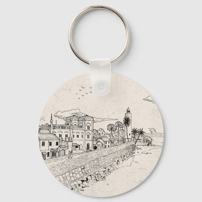 Galle Dutch Fort Sri Lanka Pen Bläck Illustration Nyckelring (Framsida)