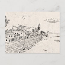 Galle Dutch Fort Sri Lanka Pen Bläck Illustration