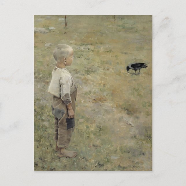 Gallen-Kallela Gosse och kråka CC0464 Postcard Vykort (Framsida)
