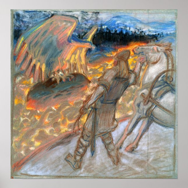 Gallen-Kallela - Lemminkainen on a Fire Poster (Framsidan)