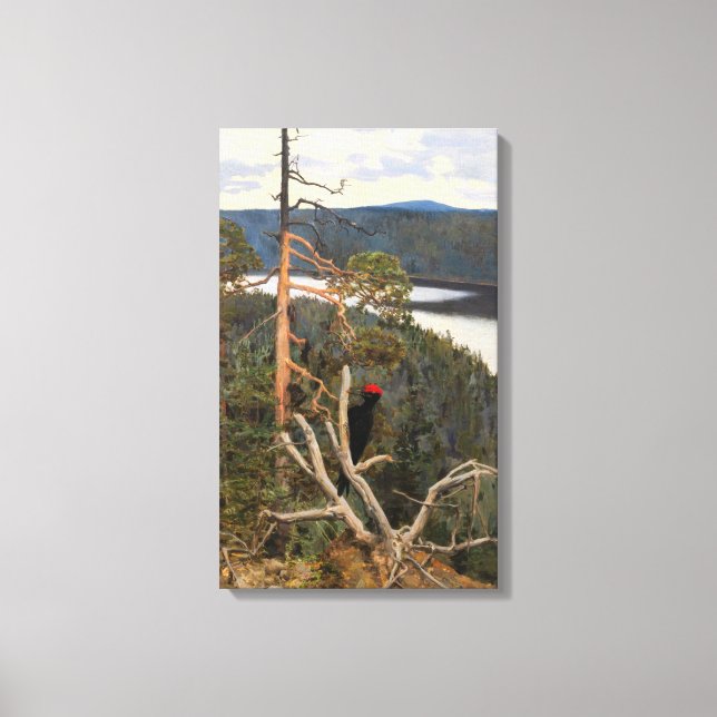 Gallen-Kallela - Underbar Black Woodpecker 1894 Canvastryck (Framsida)