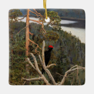 Gallen-Kallela - Underbar Black Woodpecker 1894 Julgransprydnad Keramik