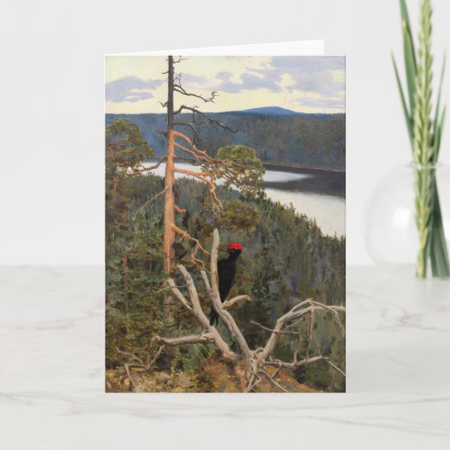 Gallen-Kallela - Underbar Black Woodpecker 1894 Kort (Framsida)