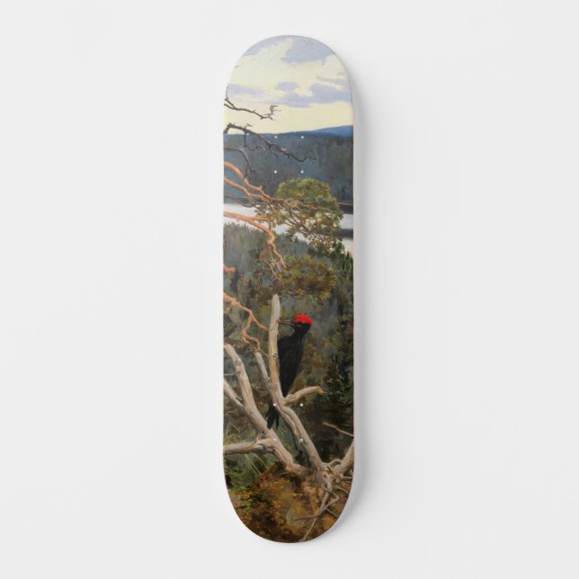 Gallen-Kallela - Underbar Black Woodpecker 1894 Mini Skateboard Bräda 18,5 Cm (Framsida)