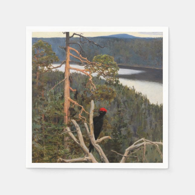 Gallen-Kallela - Underbar Black Woodpecker 1894 Pappersservett (Framsidan)