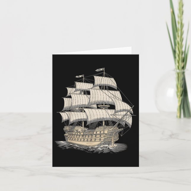 Galleon Frakt Sailing Nautical Seafaring Ocean Adv Kort (Framsida)