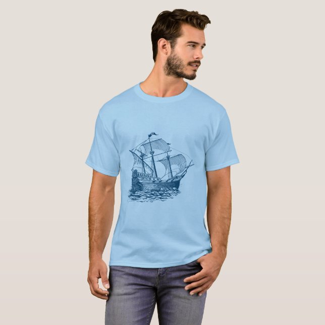 Galleon - Oceanen-Grönten T Shirt (Hel framsida)