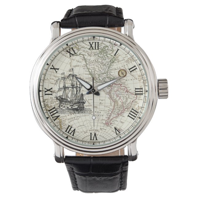 Galleon Sailing Frakt ~ 1789 Western Hemisphere Ka Armbandsur (Framsida)