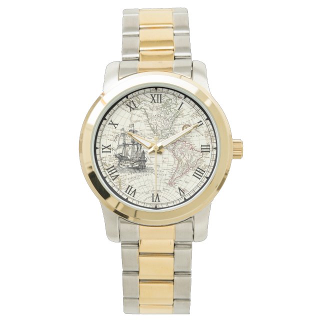 Galleon Sailing Frakt ~ 1789 Western Hemisphere Ka Armbandsur (Framsida)