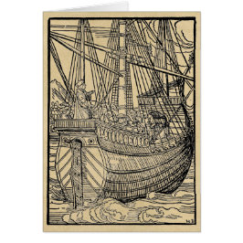 Galleon Sailing Frakt Greeting Card Hälsningskort