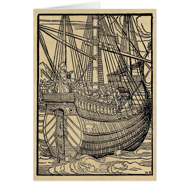 Galleon Sailing Frakt Greeting Card Hälsningskort (Framsidan)