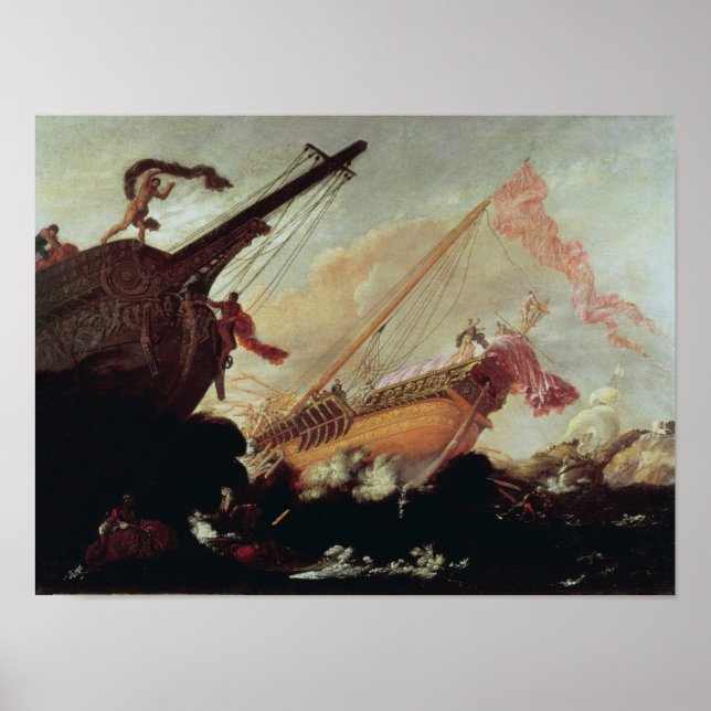 Galleons förstördes på en klippande strand poster (Framsidan)