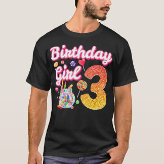 Gäller 3:e födelsedag Flickor Sötgodis 3 år gammal T Shirt