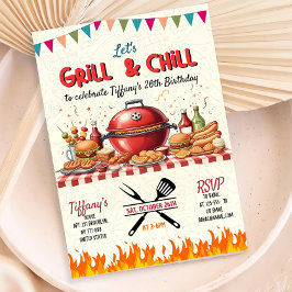 Galler- och kylinbjudan, redigerbar Bbq-födelsedag Inbjudningar