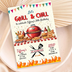 Galler- och kylinbjudan, redigerbar Bbq-födelsedag Inbjudningar
