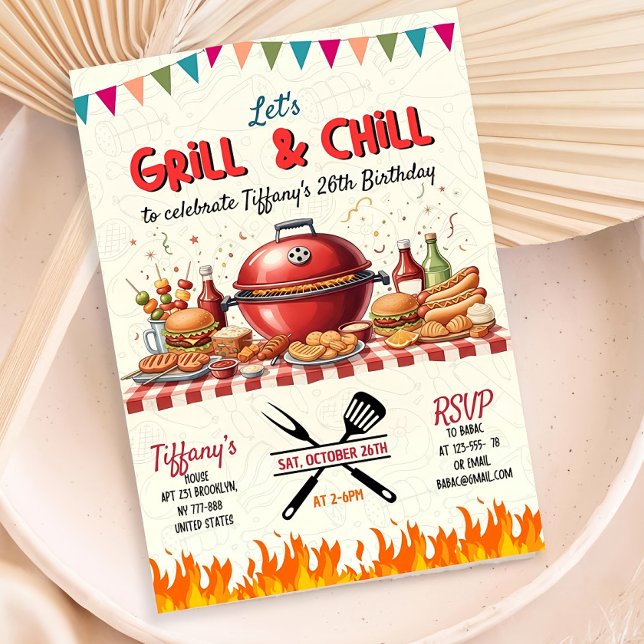 Galler- och kylinbjudan, redigerbar Bbq-födelsedag Inbjudningar (Skapare uppladdad)