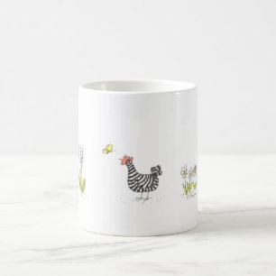 Gallerförsedd stenhöna och fjärilsklassikermugg kaffemugg