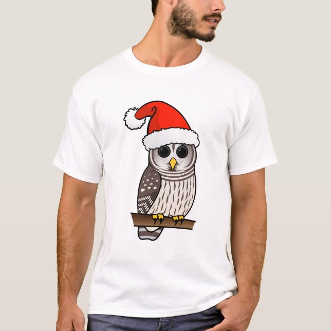 Gallerförsedd uggla Santa för jul T-shirt (Framsida)