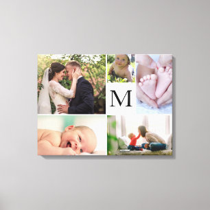 Galleri för fotokollage i Monogram-familjen färg Canvastryck