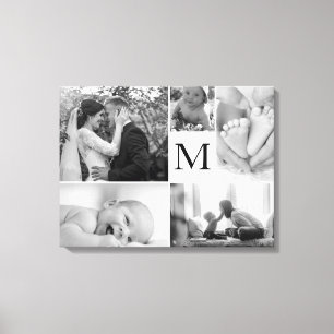 Galleri för fotokollage i monogramfamiljen canvastryck