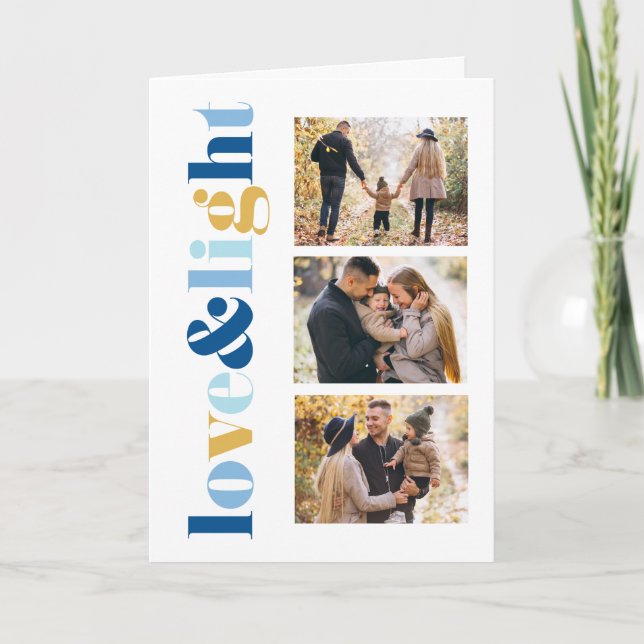 Galleri för Kärlek och ljus av 3 foton Hanukkah Helgkort (Framsida)