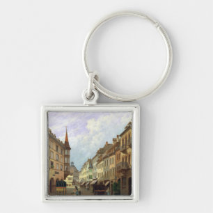 Gallerierna, storslagen Rue, Colmar, 1876 Fyrkantig Silverfärgad Nyckelring