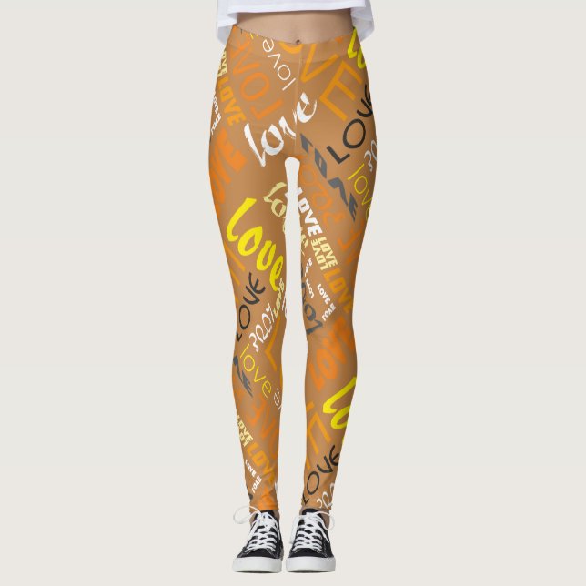 Gallery Kärlek Ord Art i Alive Orange Leggings (Framsida)