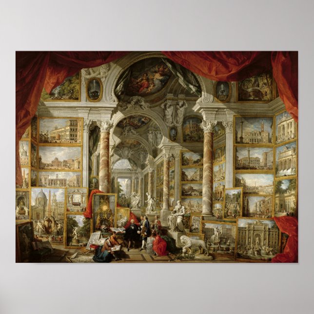 Gallery with Views of Modern Rom, 1759 Poster (Framsidan)