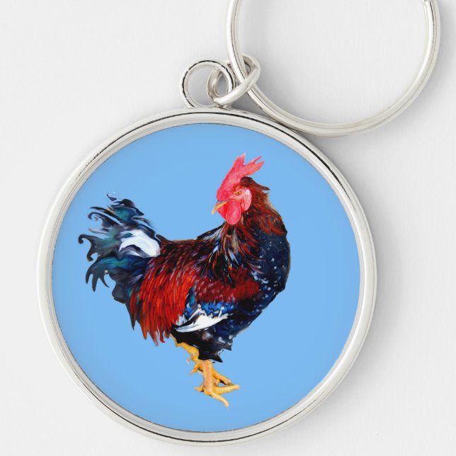 gallinakan, tupp rund silverfärgad nyckelring (Framsidan)