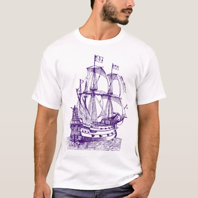 Gallion - djup Lila Tee Shirt (Framsida)