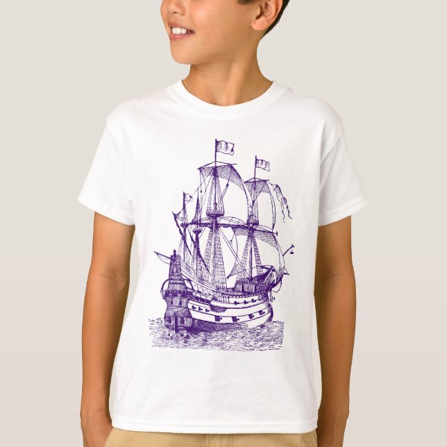 Gallion - djup Lila Tee Shirt (Framsida)