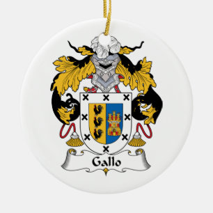 Gallo familjvapensköld julgransprydnad keramik