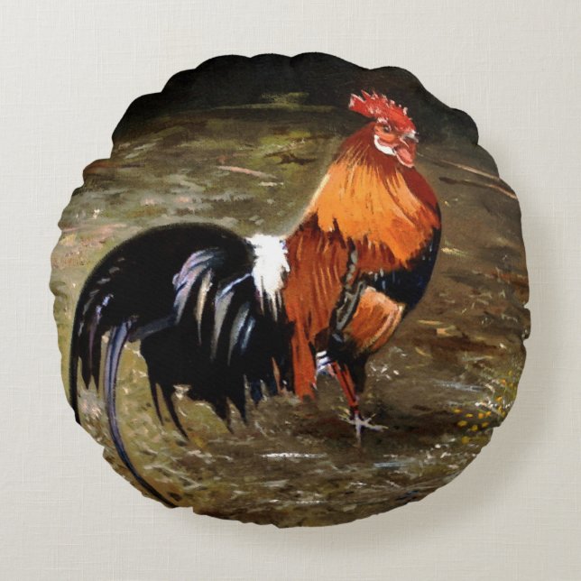 Gallo/Galo/Rooster Rund Kudde (Framsidan)