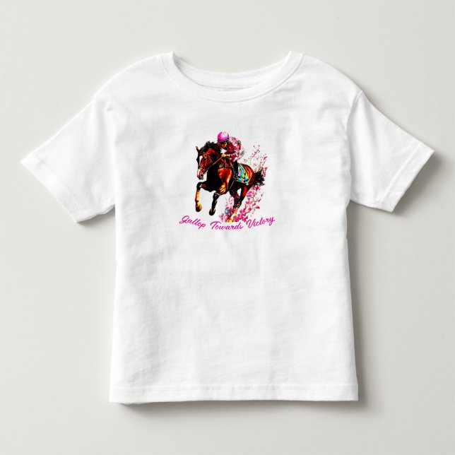 Gallop Mot Victory. Elegant Horse Porträtt med T Shirt (Framsida)