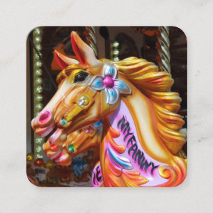 Gallopers 02 (Fairground Horses) Fyrkantigt Visitkort