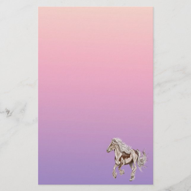 Galloping av Paint Horse Pastel Stationery Papper (Framsida)