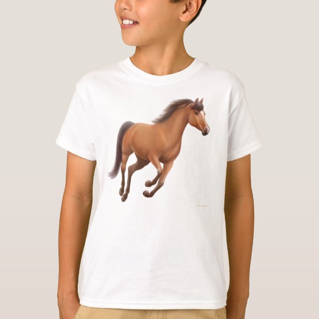 Galloping Bay Horse Kids Sweatshirt Tee (Framsida)