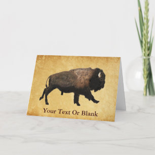 Galloping Bison på gammal Papper Kort